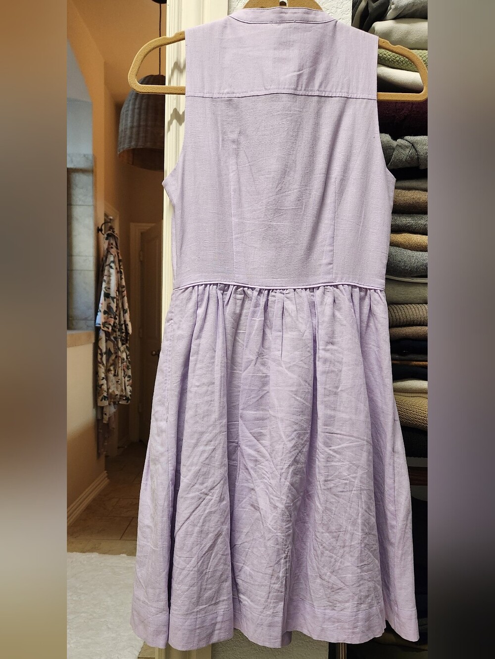 JCrew Lavender Cotton Linen Dress Size 00 - Picture 5 of 8